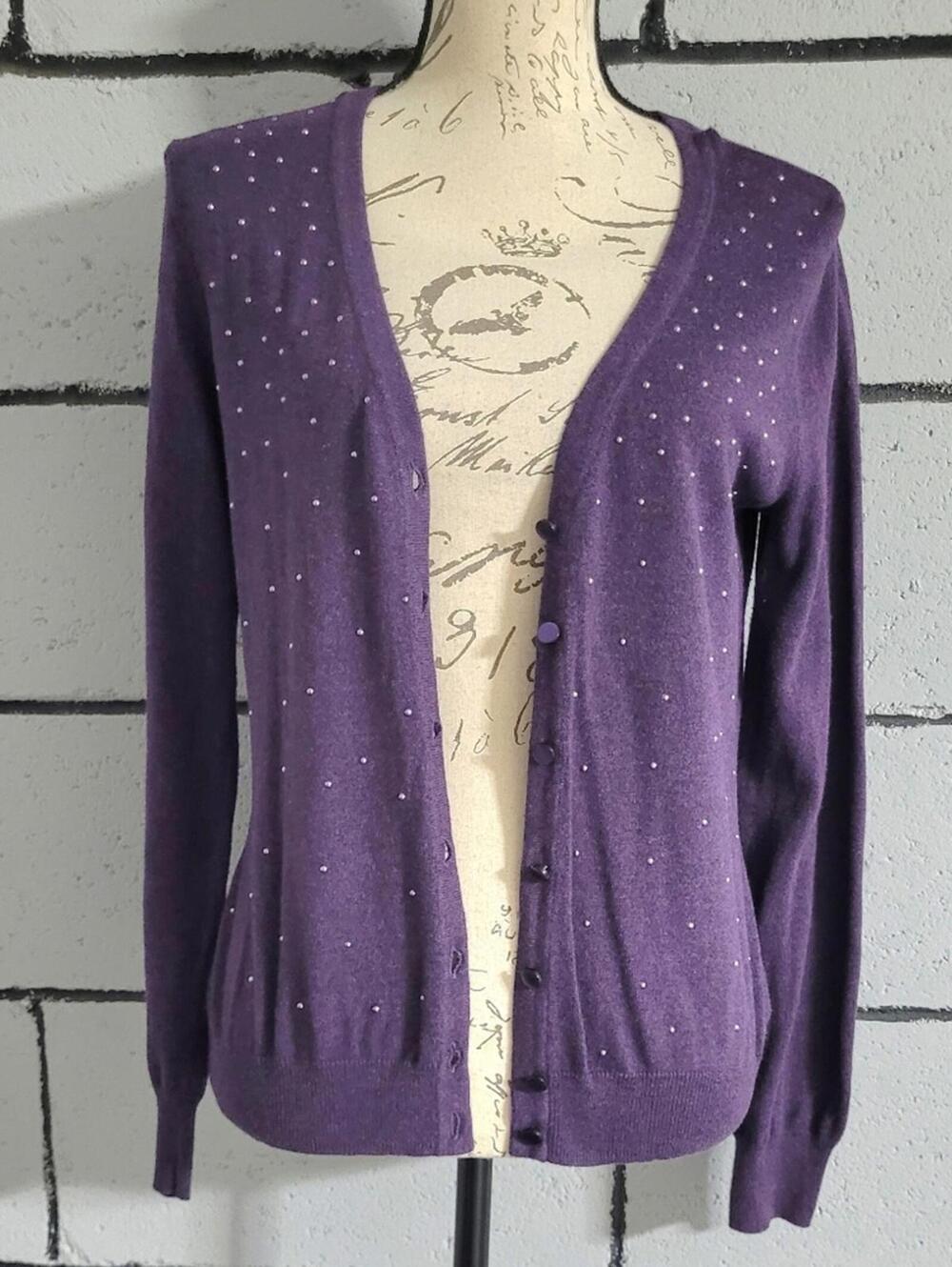 BUNDLE SALE!  Merona Purple Cardigan w/ beaded Embellishments Sz M